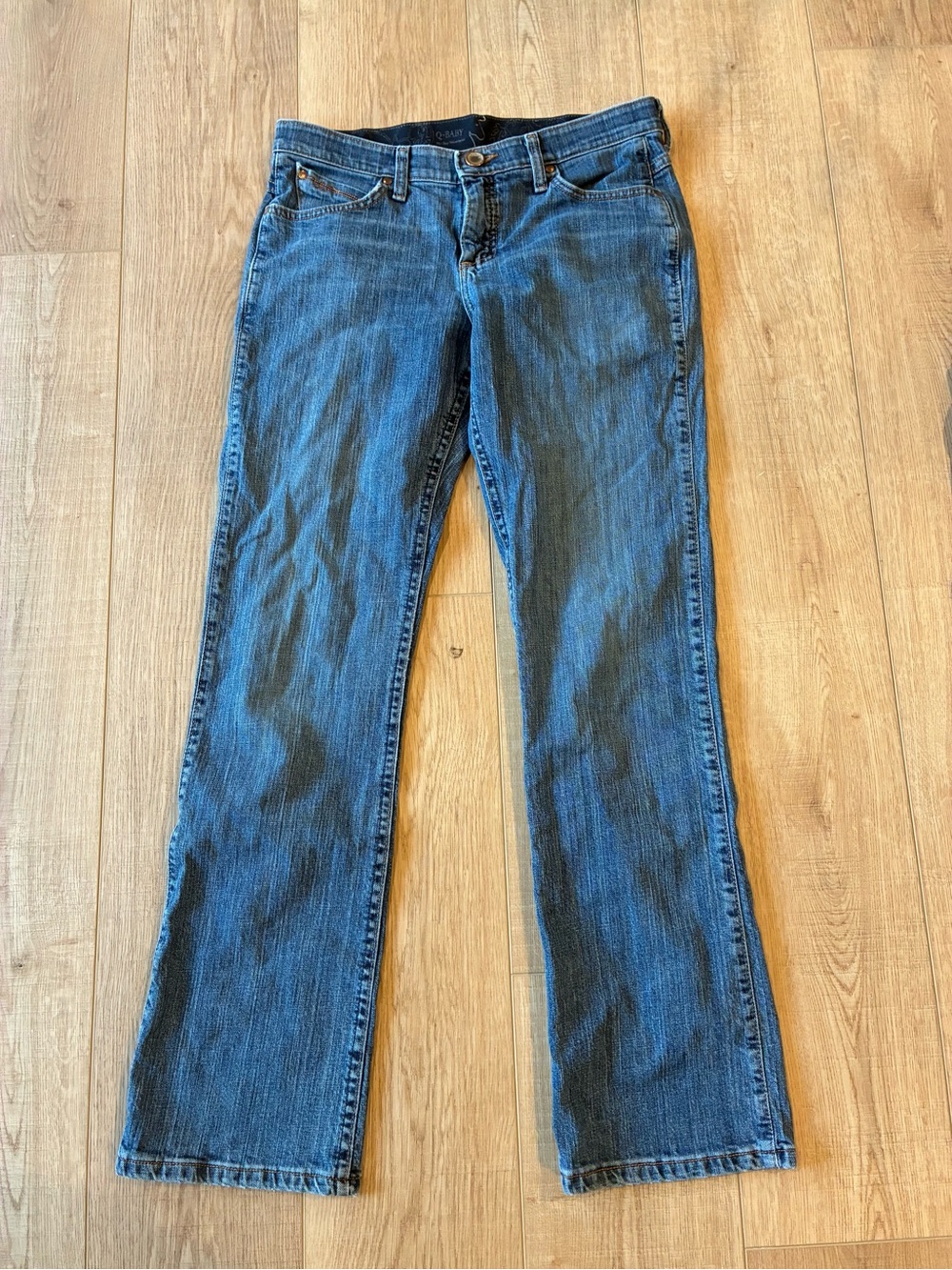 Wrangler Q-Baby Boot cut Classic Blue Denim Jeans Cowgirl western rodeo 7/8 long